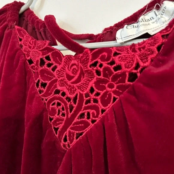 NWT Christian Dior Vintage velvet gown loungewear robe burgundy deadstock fall - Picture 5 of 8
